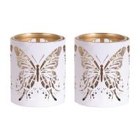 Aroma White & Gold Butterfly 2 Tealight & Votive Holder Set Extra Image 1 Preview